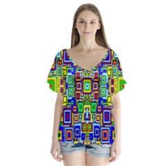 Ab 95 V-neck Flutter Sleeve Top by ArtworkByPatrick