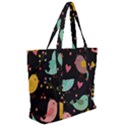 Birds Cute Pattern Background Zip Up Canvas Bag View2
