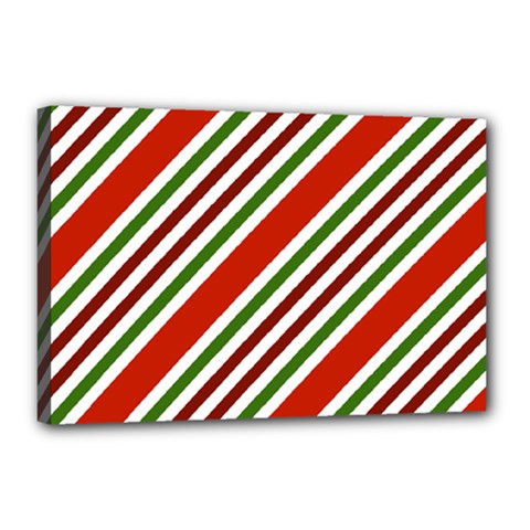 Christmas Color Stripes Canvas 18  X 12  (stretched) by Vaneshart