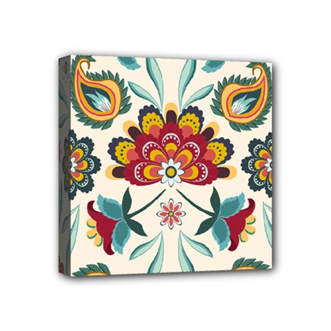 Baatik Print  Mini Canvas 4  X 4  (stretched) by designsbymallika