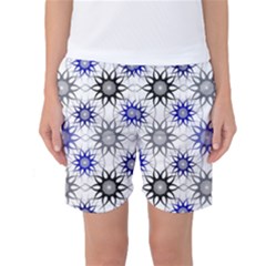 Pearl Pattern Floral Design Art Digital Seamless Blue Black Women s Basketball Shorts by Vaneshart