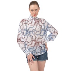 Pearl Pattern Floral Design Art Digital Seamless High Neck Long Sleeve Chiffon Top by Vaneshart