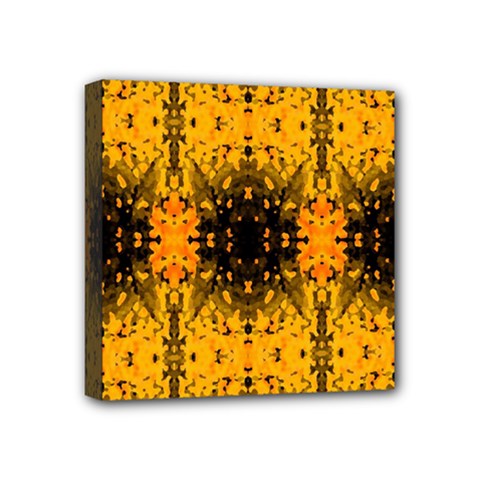 Pattern Wallpaper Background Yellow Amber Black Mini Canvas 4  X 4  (stretched) by Vaneshart