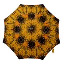 Pattern Wallpaper Background Yellow Amber Black Hook Handle Umbrellas (small) by Vaneshart