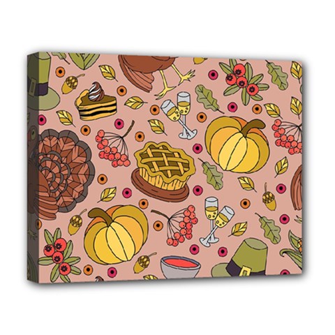 Thanksgiving Pattern Deluxe Canvas 20  X 16  (stretched) by Sobalvarro