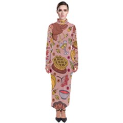 Thanksgiving Pattern Turtleneck Maxi Dress by Sobalvarro