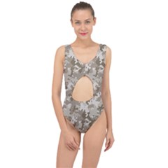 Tan Army Camouflage Center Cut Out Swimsuit by mccallacoulture