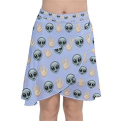 Alien Pattern Chiffon Wrap Front Skirt by Sapixe