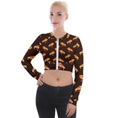Pizza Is Love Long Sleeve Cropped Velvet Jacket by designsbymallika