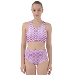 Chevrons Abstrait Rose Racer Back Bikini Set by kcreatif