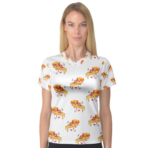 Pizza Pattern V-neck Sport Mesh Tee by designsbymallika