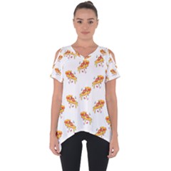 Pizza Pattern Cut Out Side Drop Tee by designsbymallika