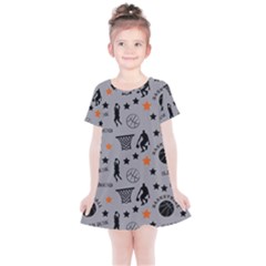 Slam Dunk Basketball Gray Kids  Simple Cotton Dress by mccallacoulturesports