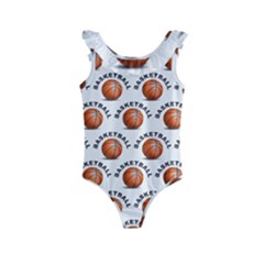 Orange Basketballs Kids  Frill Swimsuit by mccallacoulturesports