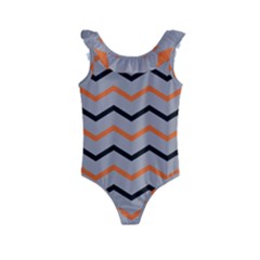 Basketball Thin Chevron Kids  Frill Swimsuit by mccallacoulturesports