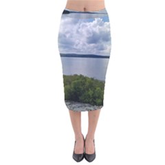Lake Wallenpaupack Velvet Midi Pencil Skirt by canvasngiftshop