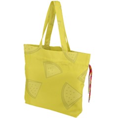 Yellow Pineapple Background Drawstring Tote Bag by HermanTelo