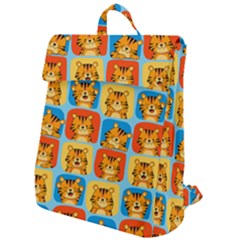 Cute Tiger Pattern Flap Top Backpack by designsbymallika