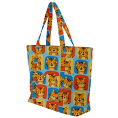 Cute Tiger Pattern Zip Up Canvas Bag by designsbymallika