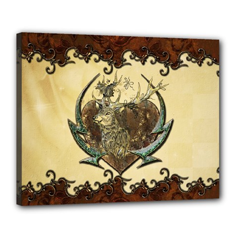 Wonderful Deer With Leaves And Hearts Canvas 20  X 16  (stretched) by FantasyWorld7