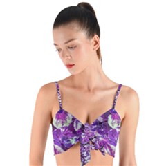 Botanical Violet Print Pattern 2 Woven Tie Front Bralet by dflcprintsclothing
