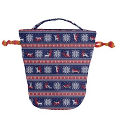 Christmas Deer Sex Drawstring Bucket Bag by dimaV