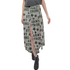 Army Stong Military Velour Split Maxi Skirt by McCallaCoultureArmyShop