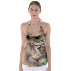 Close Up Mushroom Abstract Babydoll Tankini Top by Fractalsandkaleidoscopes