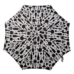 Wine Pattern Black White Hook Handle Umbrellas (small) by Vaneshart