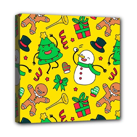 Funny Decoration Christmas Pattern Mini Canvas 8  X 8  (stretched) by Vaneshart