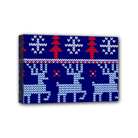 Knitted Christmas Pattern Mini Canvas 6  X 4  (stretched) by Vaneshart