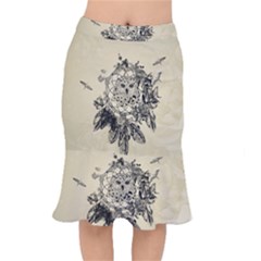 Owl On A Dreamcatcher Short Mermaid Skirt by FantasyWorld7