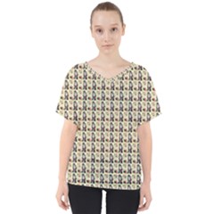 Chrix Pat Beige V-neck Dolman Drape Top by snowwhitegirl