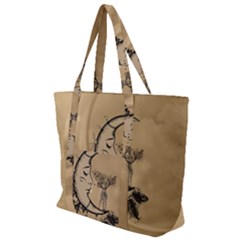 Deer On A Mooon Zip Up Canvas Bag by FantasyWorld7
