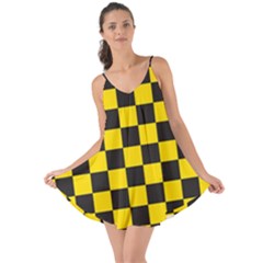 Checkerboard Pattern Black And Yellow Ancap Libertarian Love The Sun Cover Up by snek