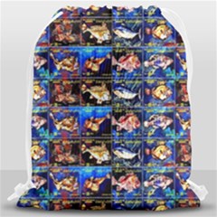Fish Stamp 1 Drawstring Bag (large) by ArtworkByPatrick