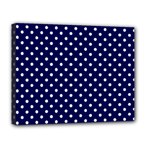 Pois Blanc/marine Canvas 14  X 11  (stretched) by kcreatif