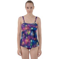 Abstract Background Graphic Space Twist Front Tankini Set by Bajindul