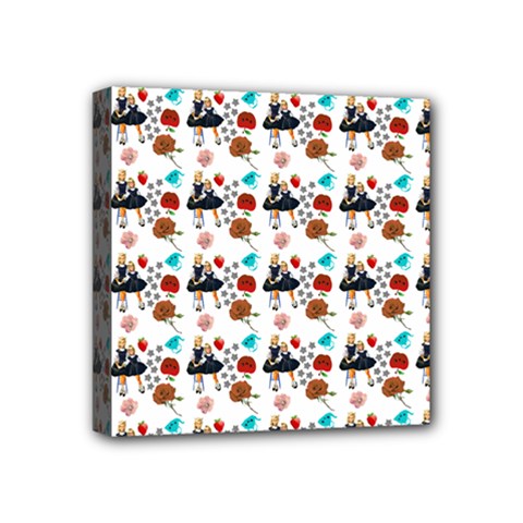 Retro Girls Dress In Black Pattern White Mini Canvas 4  X 4  (stretched) by snowwhitegirl