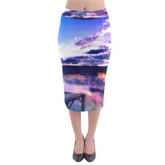 Photo Coucher Du Soleil Effet Galaxy Midi Pencil Skirt by kcreatif