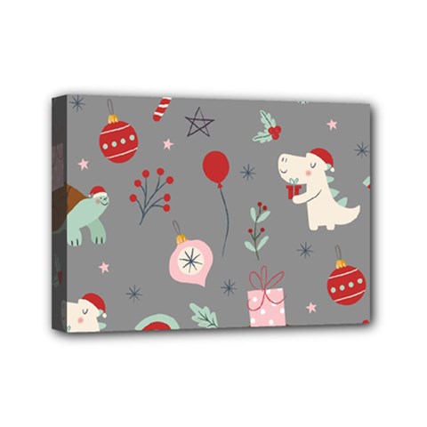 Funny Christmas Pattern Mini Canvas 7  X 5  (stretched) by Vaneshart