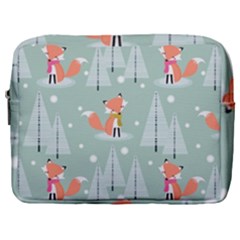 Cute Fox Christmas Winter Seamless Pattern Make Up Pouch (large) by Vaneshart