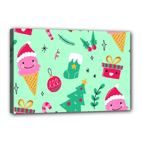 Funny Christmas Pattern Background Canvas 18  X 12  (stretched) by Vaneshart