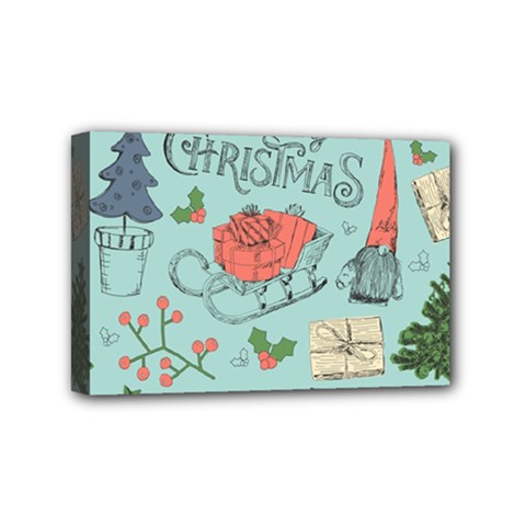 Vintage Christmas Pattern Mini Canvas 6  X 4  (stretched) by Vaneshart