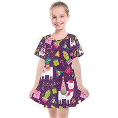 Colorful Funny Christmas Pattern Kids  Smock Dress by Vaneshart