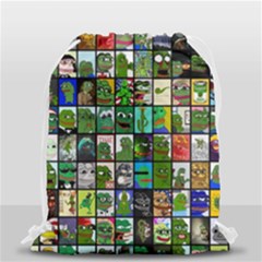 Pepe The Frog Memes Of 2019 Picture Patchwork Pattern Drawstring Bag (small) by snek