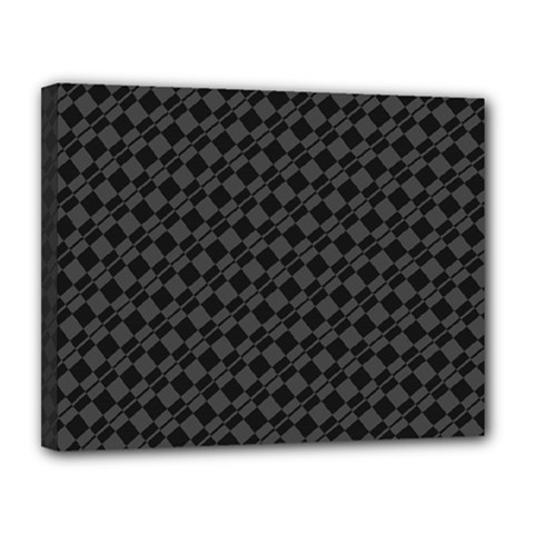 Damiers Abstrait Gris/noir Canvas 14  X 11  (stretched) by kcreatif