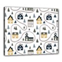 Abstract Seamless Pattern With Cute Houses Trees Road Canvas 24  x 20  (Stretched) View1