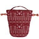 Beautiful Knitted Christmas Pattern Red Drawstring Bucket Bag View2