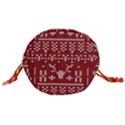 Beautiful Knitted Christmas Pattern Red Drawstring Bucket Bag View3